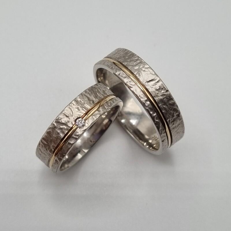 Partnerringe Silber/Apricotgold