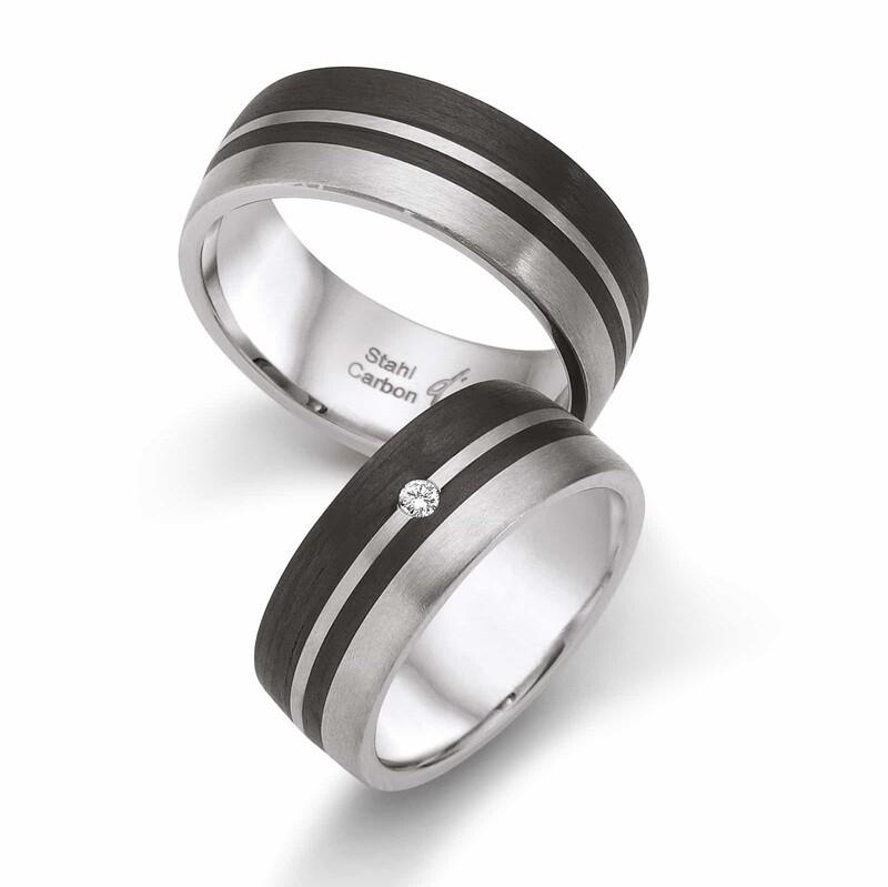 Partnerringe Edelstahl/Carbon