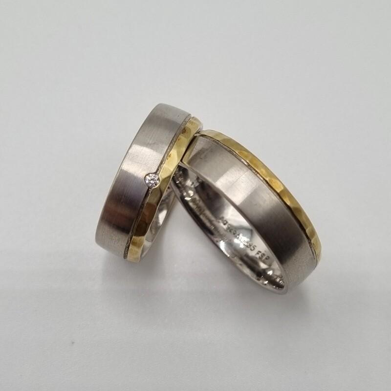 Partnerringe Silber/Gelbgold