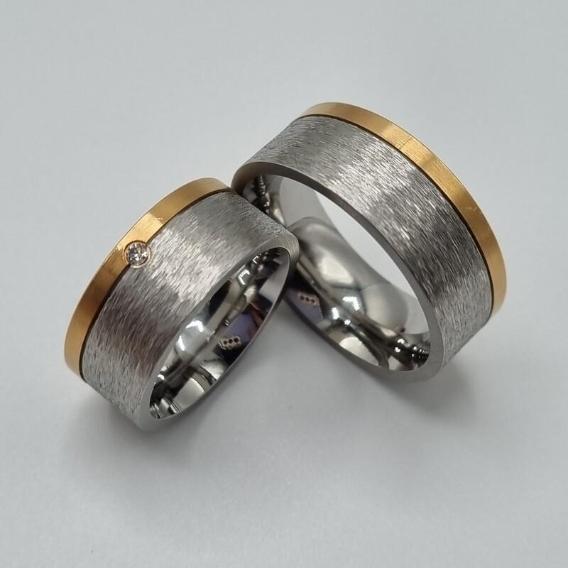 Partnerringe Edelstahl/Rotgold