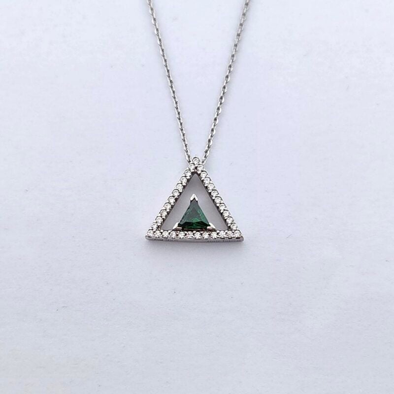 Collier Silber 925 Zirkonia grün 42cm
