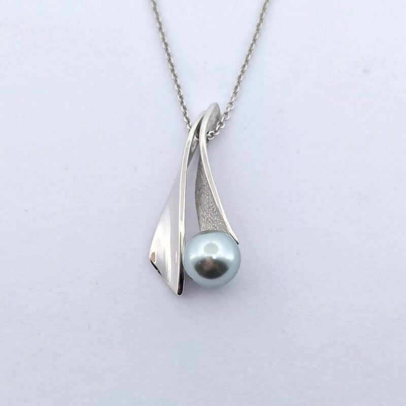 Anhänger Silber 925 Muschelkern grau