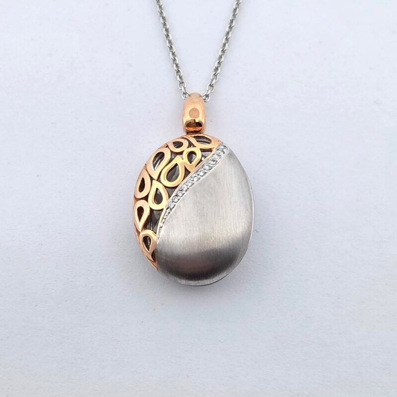 Medaillon Silber 925 teilvergoldet Zirkonia